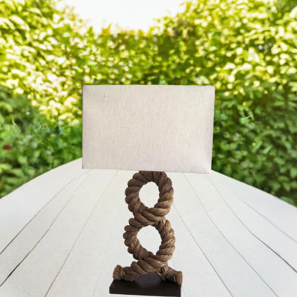Lámpara de pie marítima - lámpara de mesa - 73 cm - cuadrada - cáñamo retorcido (robusto) y pantalla de tela 