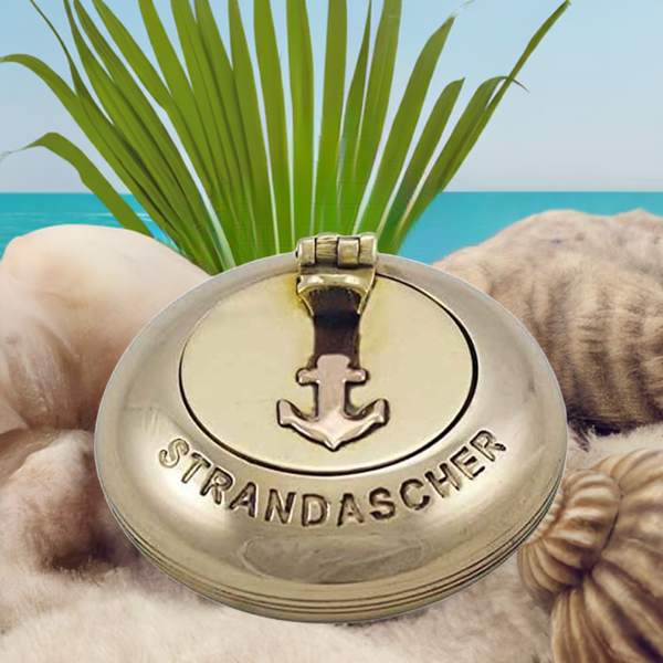 2 Stück-  Strand- Taschen- Aschenbecher - Messing- Ankermotiv 6 cm - maritime-deco