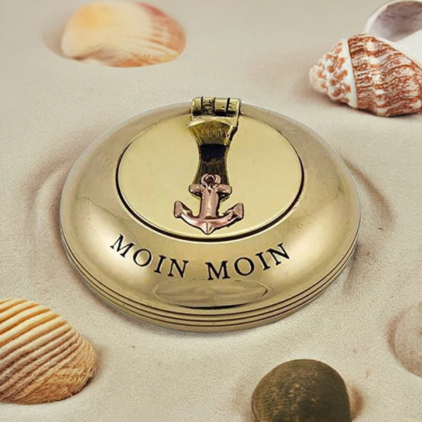 2 Stück- Taschen- Aschenbecher - Messing- Ankermotiv 6 cm- moin - maritime-deco