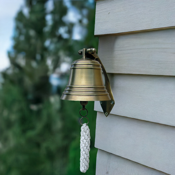 Campana de barco maciza - latón antiguo resistente al deslustre - sin pulir - 1,5 kg 