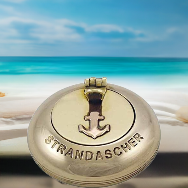 2 Stück-  Strand- Taschen- Aschenbecher - Messing- Ankermotiv 6 cm - maritime-deco