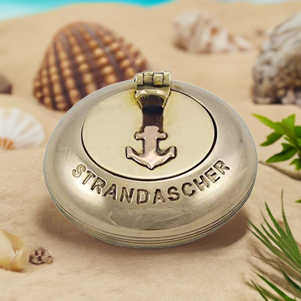 2 Stück-  Strand- Taschen- Aschenbecher - Messing- Ankermotiv 6 cm - maritime-deco