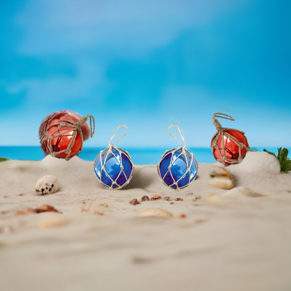 Bolas de pesca de 15 cm en red - azul y rojo - 4 piezas -