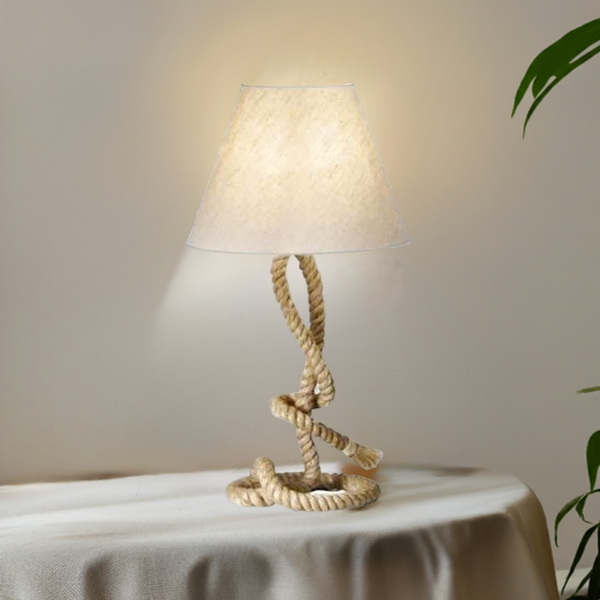Lámpara de pie marítima - lámpara de mesa - 70 cm - cáñamo natural retorcido (robusto) y pantalla de tela 