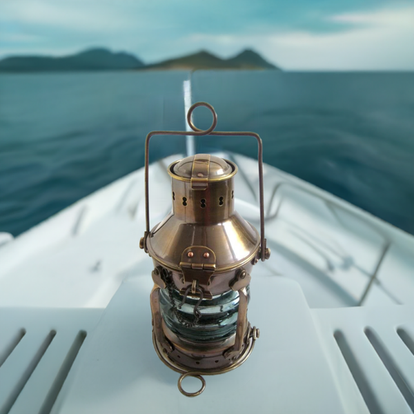 Lámpara de barco muy sólida - lámpara de ancla - latón bruñido petróleo mate