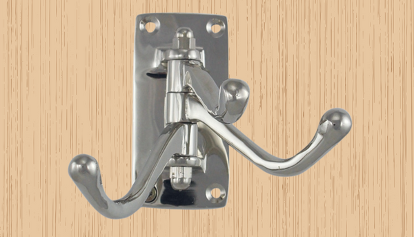 Wandhaken, schwenkbar aus Messing, vernickelt- massiv 235 g- 3 Arme - maritime-deco