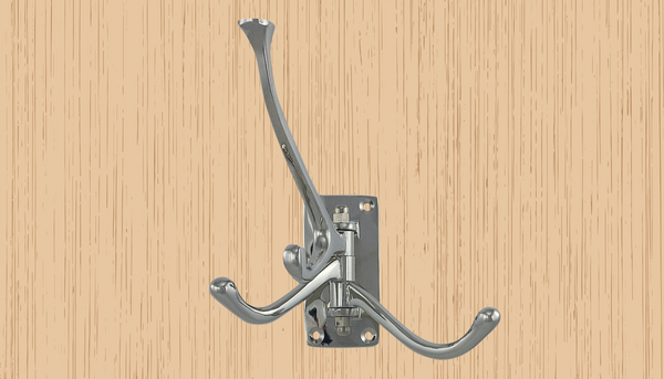 Wandhaken, schwenkbar aus Messing- vernickelt- massiv 310 g- 4armig - maritime-deco