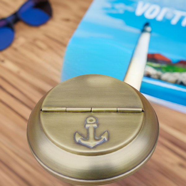Klappaschenbecher - Aschenbecher Messing brüniert- matt gebürstet- 10 cm- kein polieren - maritime-deco