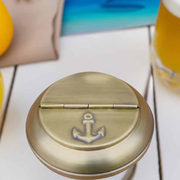 Klappaschenbecher - Aschenbecher Messing brüniert- matt gebürstet- 10 cm- kein polieren - maritime-deco
