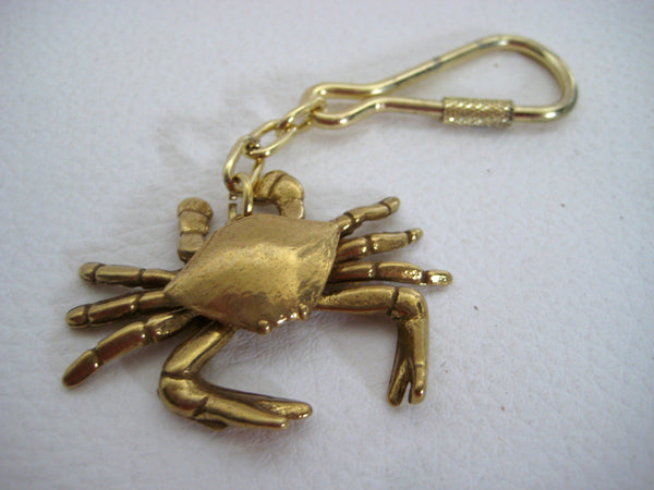 2X Schlüsselanhänger Krabbe, Krebs aus Messing