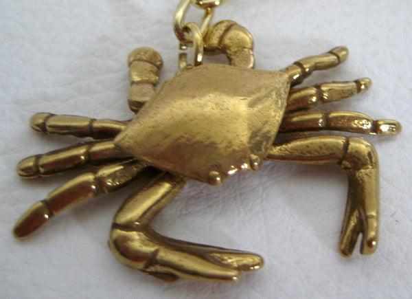 2X Schlüsselanhänger Krabbe, Krebs aus Messing