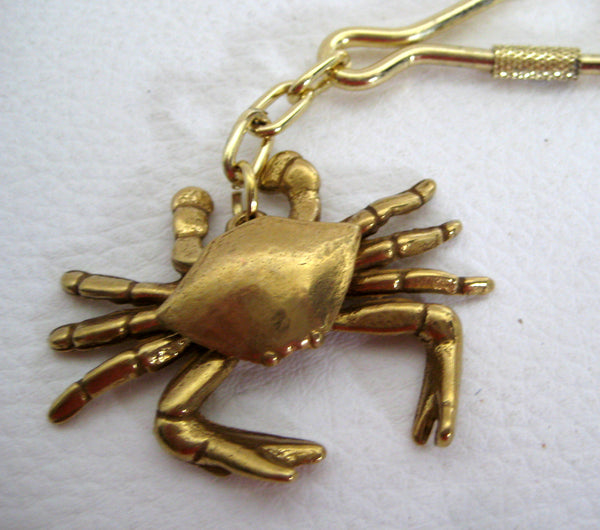 2X Schlüsselanhänger Krabbe, Krebs aus Messing