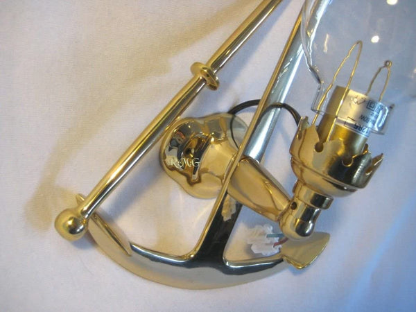 Lámpara para barco - lámpara para barco - lámpara de pared - latón macizo y vidrio - lámpara marítima 1500 g - ancla 