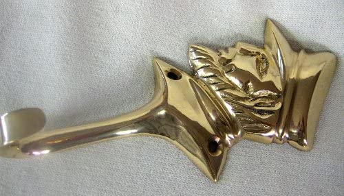 Paquete de 6 - Ganchos de pared marítimos - Ganchos para llaves - De latón macizo, incluidos tornillos de latón - Capitán 