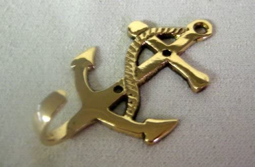 Paquete de 5 - ganchos de pared marítimos - ganchos para llaves - de latón, L 8,6 cm 