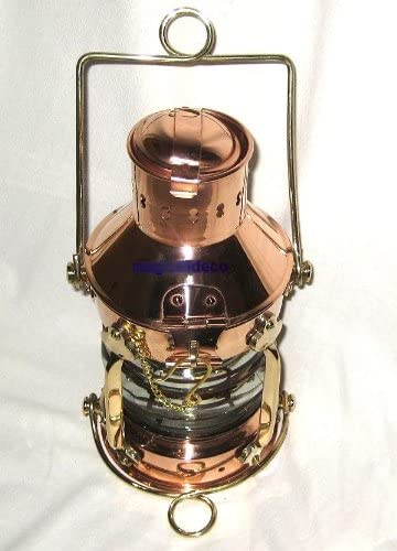 Große Petroleumlampe- Schiffslampe aus Kupfer und Messing