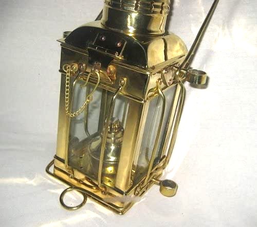 Lámpara de barco de petróleo cuadrada y maciza, de latón, altura 25 cm 