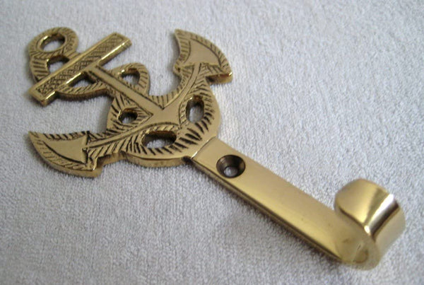 2 Stück- Ankerhaken- Schlüsselhaken- aus massiv Messing- Wandhaken