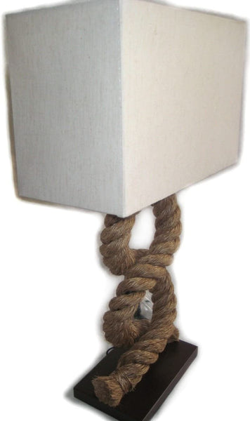Lámpara de pie marítima - lámpara de mesa - 73 cm - cuadrada - cáñamo retorcido (robusto) y pantalla de tela 