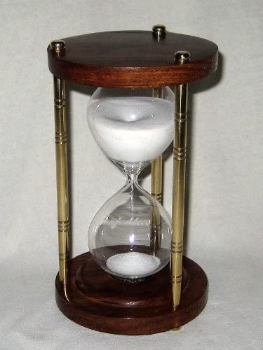 Elegantes columnas de reloj de arena de madera/latón 5 min altura 15 cm 