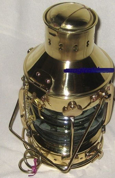 Lámpara de barco de petróleo muy sólida - lámpara de barco - latón H 24 cm 