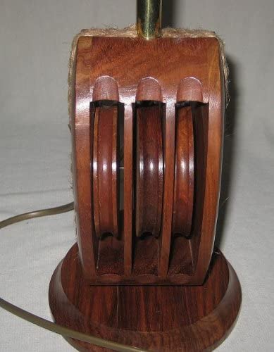 Maritime- Schiffslampe- Tischleuchte - H 39 cm- elektrisch - Holz/Messing/Tau