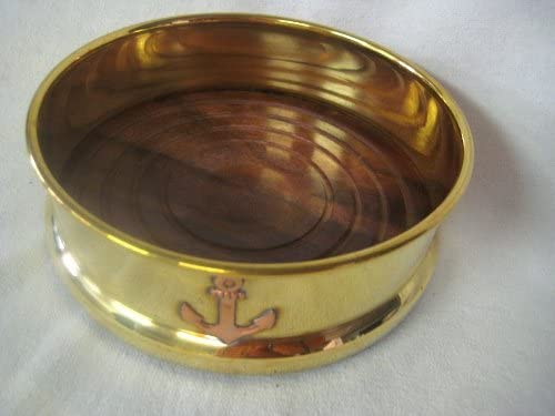 Posavasos de latón/madera - motivo de ancla 