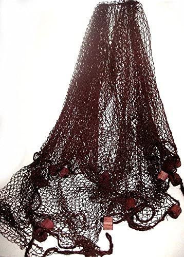 Set pirata - red de pesca con flotadores marrones 2,5x 2,5 m, campana de barco, aro salvavidas azul/blanco 30 cm - decoración marítima 