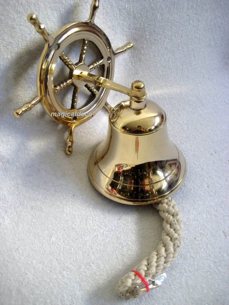 Schiffsglocke aus Messing mit Halterung, Bändsel - Glocke 7,5 cm