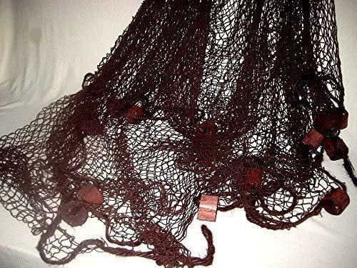 Piratenset- XL Fischernetz mit Schwimmern 3,4 m, Schiffsglocke, Rettungsring blau/weiß 30 cm- Maritime Deko