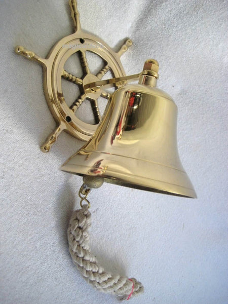 Schiffsglocke aus Messing mit Halterung, Bändsel - Glocke 7,5 cm