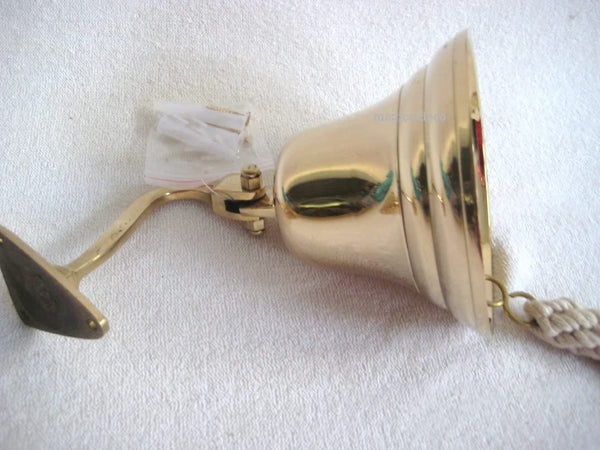 Campana de barco - con grabado - de latón con soporte y cinta, tornillos y tacos 