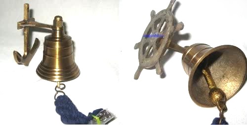 2 Stück- Kleine Schiffsglocken- brüniert- alt Messing- KEIN polieren