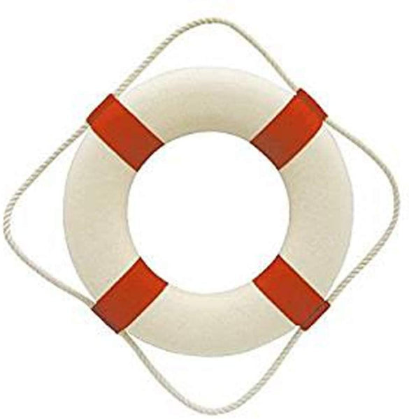 Lote de 3 - conjunto pirata - red de pesca color natural 2x 4 m, volante 30 cm, aro salvavidas rojo/blanco 20 cm - decoración marítima 