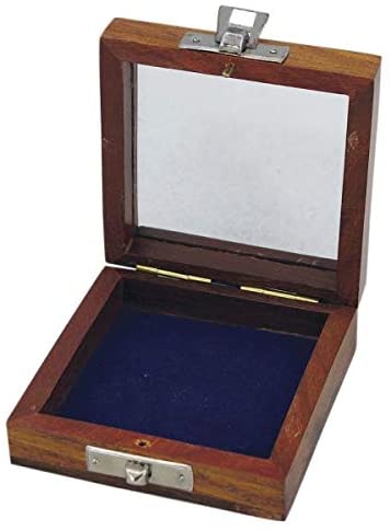 Pequeña caja de madera con tapa de cristal para brújula, etc. Caja de madera 