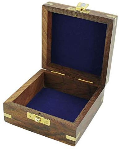 Caja de madera con tapa para brújula, etc. Caja de madera de 10 cm. 