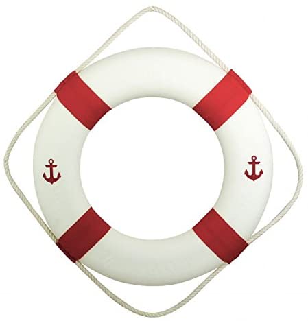Aro salvavidas decorativo marítimo rojo/blanco 50 cm 