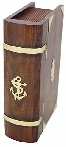 Caja de madera marítima - bisagras de latón - aplicaciones - con cerradura - decorativa 