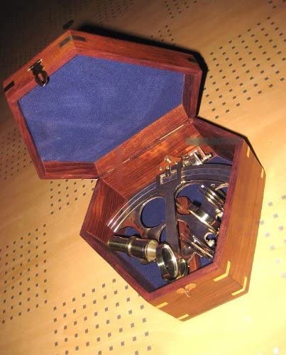 Maritime Holzkiste/Truhe/Schatzkiste - Messingscharniere-30 cm- sechseckig- auch für Sextant