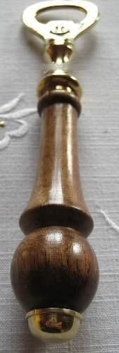 Abridor de botellas de latón con mango de madera - motivo ancla - 18 cm 