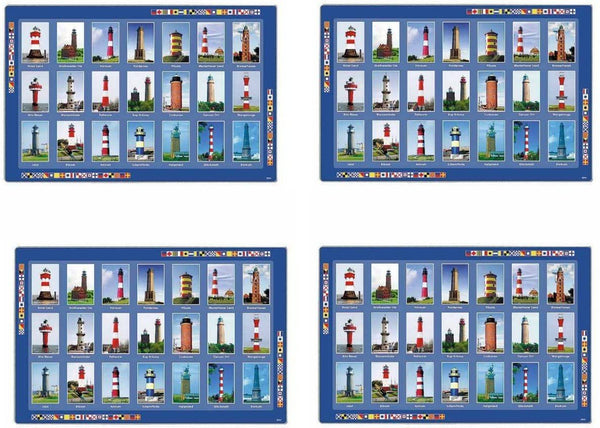 4 Stück- Tischset Platzset Platzdeckchen -deutsche Leuchttürme -43 cm-abwaschbar