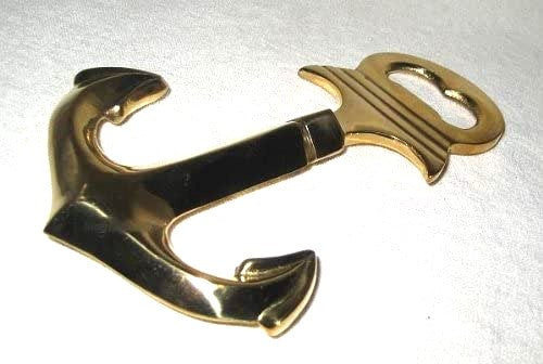 Cápsula/abrebotellas + sacacorchos latón - ancla - 15 cm 