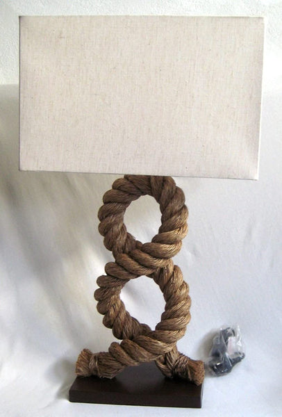 Lámpara de pie marítima - lámpara de mesa - 73 cm - cuadrada - cáñamo retorcido (robusto) y pantalla de tela 