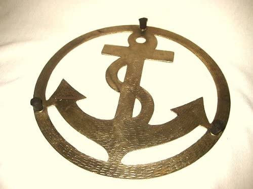 Posavasos de latón macizo con motivo de ancla, 19,5 cm 