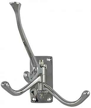 Wandhaken, schwenkbar aus Messing- vernickelt- massiv 310 g- 4armig - maritime-deco