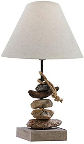 GRAN lámpara de mesa - piedras claras de barco Alt. 50 cm - eléctrica - madera/metal 