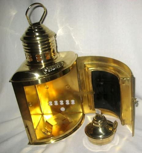Schiffslampe -Schiffsleuchte -Signallampe- Messing H 23 cm- Petroleum- rot
