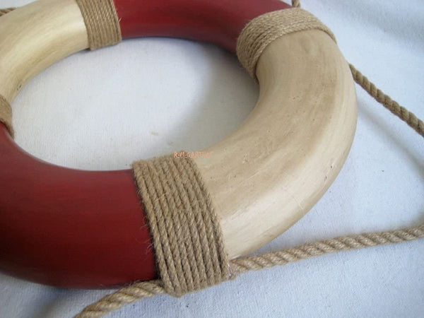 Aro salvavidas - rojo/crema pintado en estilo antiguo - 36 cm 