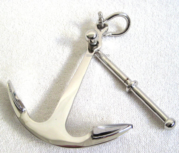 Anclaje macizo con grillete de latón niquelado - pisapapeles de 13 cm 