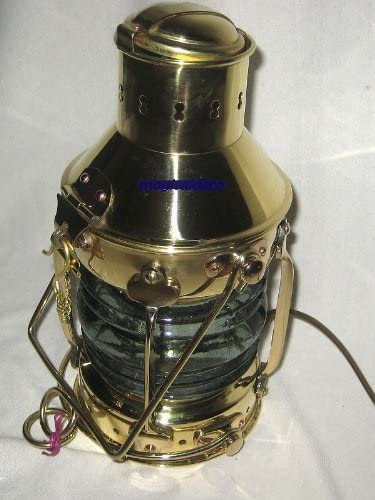 Große, massive Schiffslampe - Schiffsleuchte - Messing Höhe 48 cm, Ø 23 cm - elektrisch
